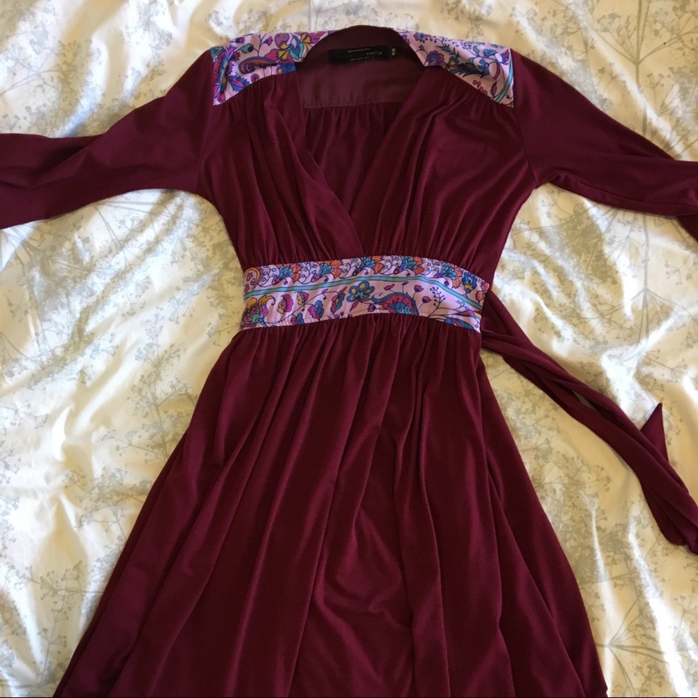 Zachary’s Smile burgundy/purple tie waist dress